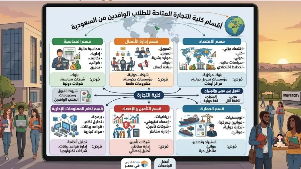 أقسام كلية التجارة دليل التخصصات وشروط القبول في مصر