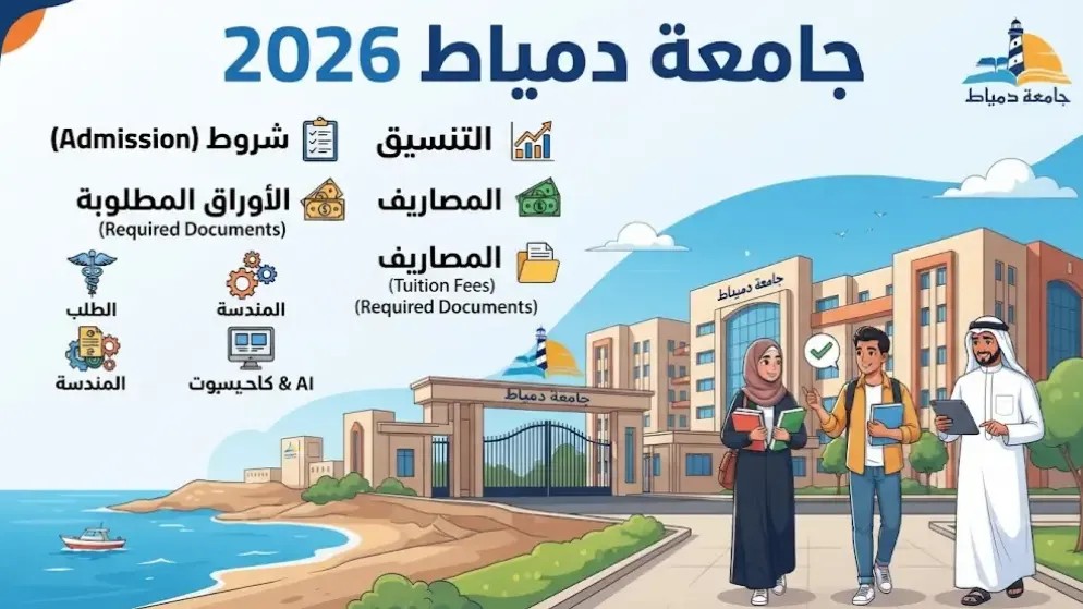 جامعة دمياط 2026: التنسيق والشروط والمصاريف والأوراق