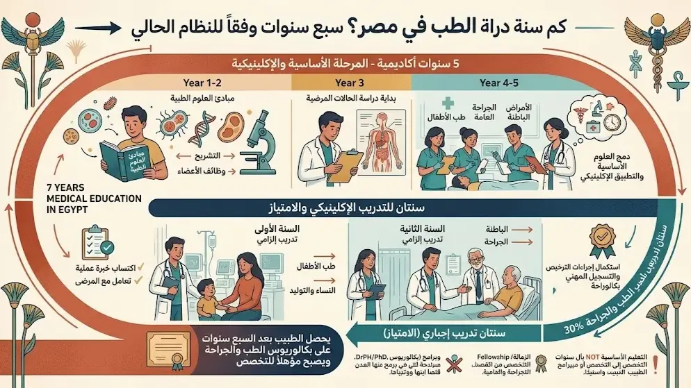 كم سنة دراسة الطب في مصر تفاصيل نظام 5+2 وسنوات الامتياز